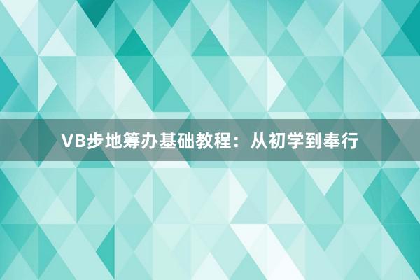 VB步地筹办基础教程：从初学到奉行