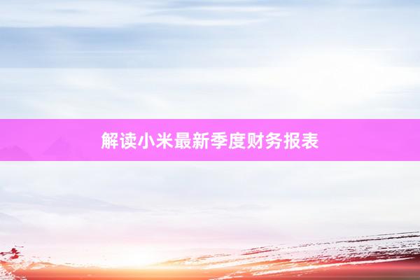 解读小米最新季度财务报表
